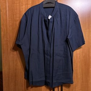 Vince, Flutter Sleeve, Linen Blend Top - Coastal Blue - 1X